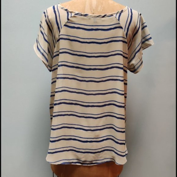 Soprano Beige/Blue Stripe Sheer Top - Picture 3 of 8